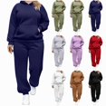 thumbnail image 1 of Vornjynx Plus Size Womens 2 Piece Sets Fall Outfits Hooded Pullover Long Sleeve Tops Jogger Pants Lounge Matching Sets Dark Blue Size 2XL, 1 of 6