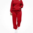 thumbnail image 1 of Vornjynx Plus Size Womens 2 Piece Sets Fall Outfits Hooded Pullover Long Sleeve Tops Jogger Pants Lounge Matching Sets Red Size XL, 1 of 6