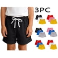 thumbnail image 1 of Vornjynx Pull On Shorts for Girls Boys Classic Fit Cotton Breathable Elastic Waist Summer Comfort Soft Shorts 3 Pack Pink Size 3, 1 of 10