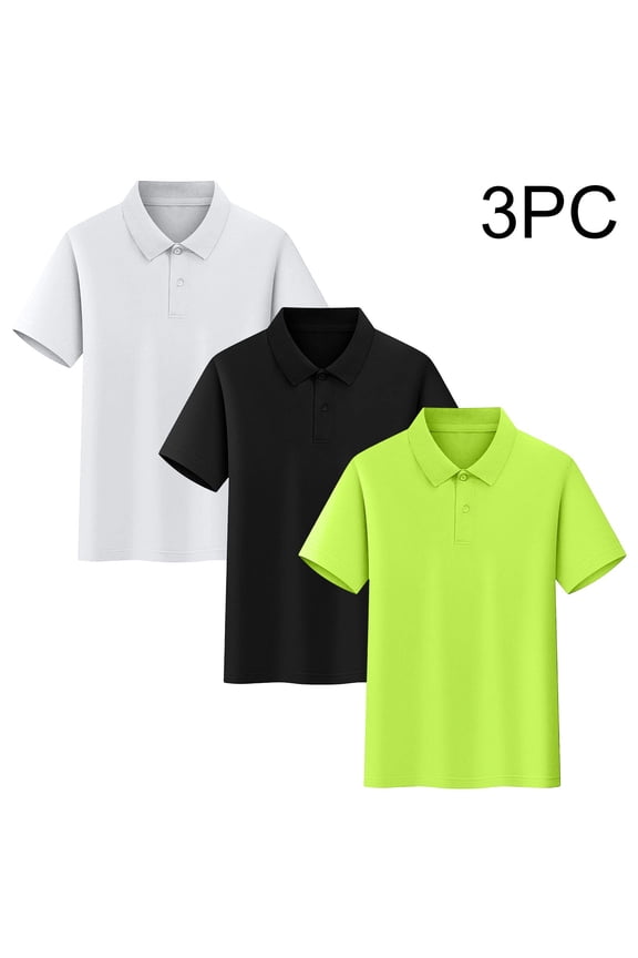 School Uniform Polo Shirt for Boys Girls, Classic Fit Breathable Short Sleeve Summer Cotton T-Shirt 3-Pack Mint Green Size 16