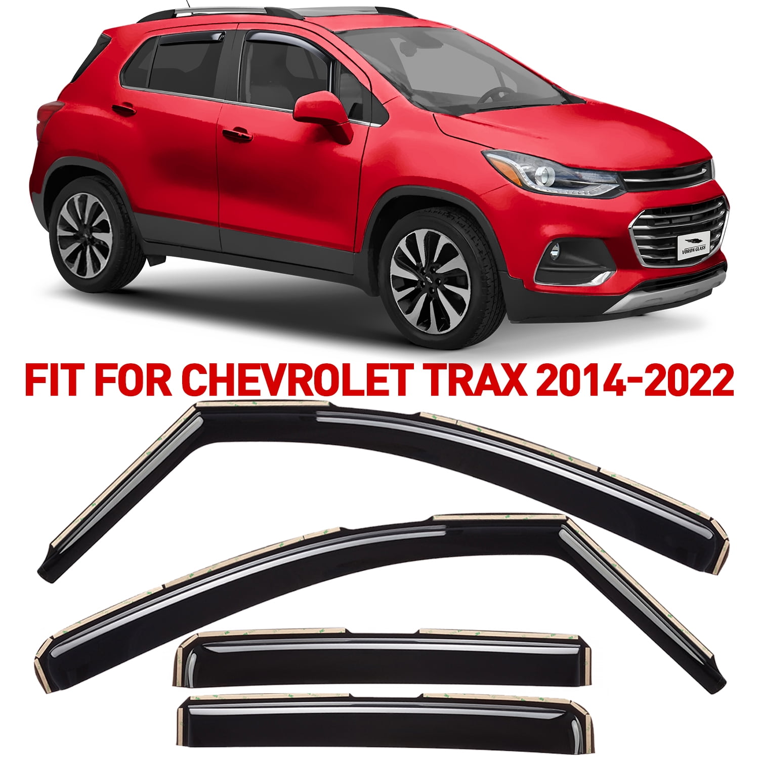 Voron Glass In-Channel Extra Durable Rain Guards for Chevrolet (Chevy) Trax 2014-2022/Buick Encore 2013-2022, Window Deflectors, Vent Window Visors, 4 Pieces - 220120