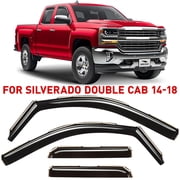 Voron Glass in-Channel Extra Durable Rain Guards for Trucks Chevrolet Chevy Silverado/GMC Sierra 2014-2018 Double Cab, Window Deflectors, Vent Window Visors, 4 Pieces - 230092