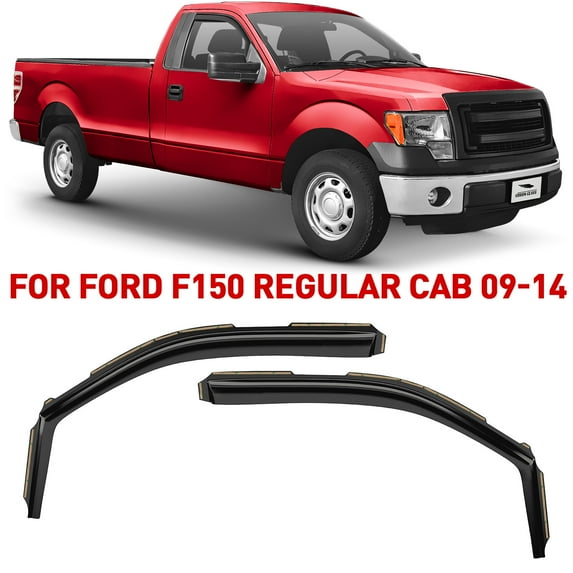 Voron Glass in-Channel Extra Durable Rain Guards for Trucks Ford F-150 2009-2014 Regular Cab, Window Deflectors, Vent Window Visors, 2 Pieces - 210016