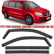 Voron Glass In-Channel Extra Durable Rain Guards for Dodge Grand Caravan 2008-2020, Window Deflectors, Vent Window Visors, 4 Pieces - 200506