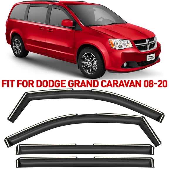 Voron Glass In-Channel Extra Durable Rain Guards for Dodge Grand Caravan 2008-2020, Window Deflectors, Vent Window Visors, 4 Pieces - 200506