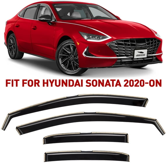 Voron Glass In-Channel Extra Durable Rain Guards for Hyundai Sonata 2020-2026, Window Deflectors, Vent Window Visors, 4 Pieces - 200594