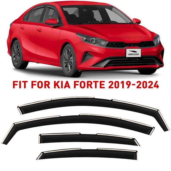 Voron Glass in-Channel Extra Durable Rain Guards for Kia Forte 2019-2024, Window Deflectors, Vent Window Visors, 4 Pieces - 200550