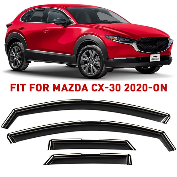Voron Glass In-Channel Extra Durable Rain Guards for Mazda CX-30 2020-2024, Window Deflectors, Vent Window Visors, 4 Pieces - 200428