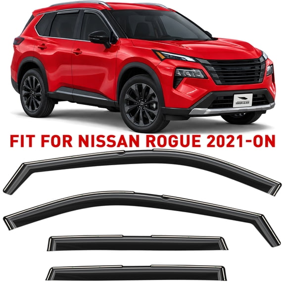 Voron Glass In-Channel Extra Durable Rain Guards for Nissan Rogue 2021-2027, Window Deflectors, Vent Window Visors, 4 Pieces - 200744