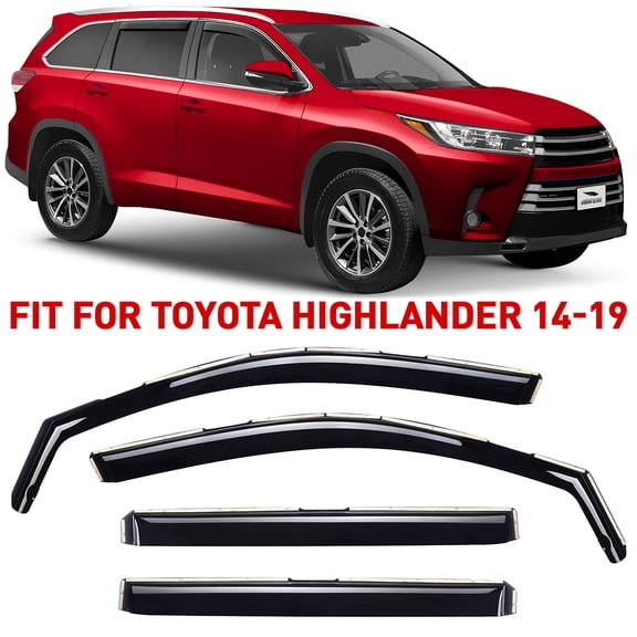 Voron Glass in-Channel Extra Durable Rain Guards for Toyota Highlander 2014-2019, Window Deflectors, Vent Window Visors, 4 Pieces - 200732