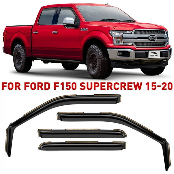 Voron Glass in-Channel Extra Durable Rain Guards for Trucks Ford F150 2015-2020 SuperCrew (fit for Ford F250-F550 17-25), Window Deflectors, Vent Window Visors, 4 Pieces - 220018
