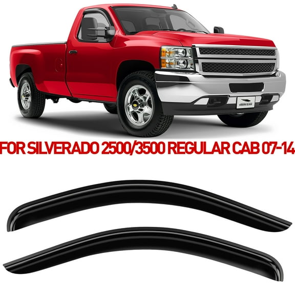 Voron Glass Tape-on Extra Durable Rain Guards for Chevrolet (Chevy) Silverado 2500 2007-2014 Regular Cab, Window Deflectors, Vent Window Visors, 2 Pieces - 100258