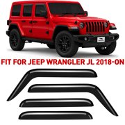 Voron Glass Tape-on Extra Durable Rain Guards for Jeep Wrangler 2018-2026/Jeep Gladiator 2020-2026, Window Deflectors, Vent Window Visors, 4 Pieces - 120103