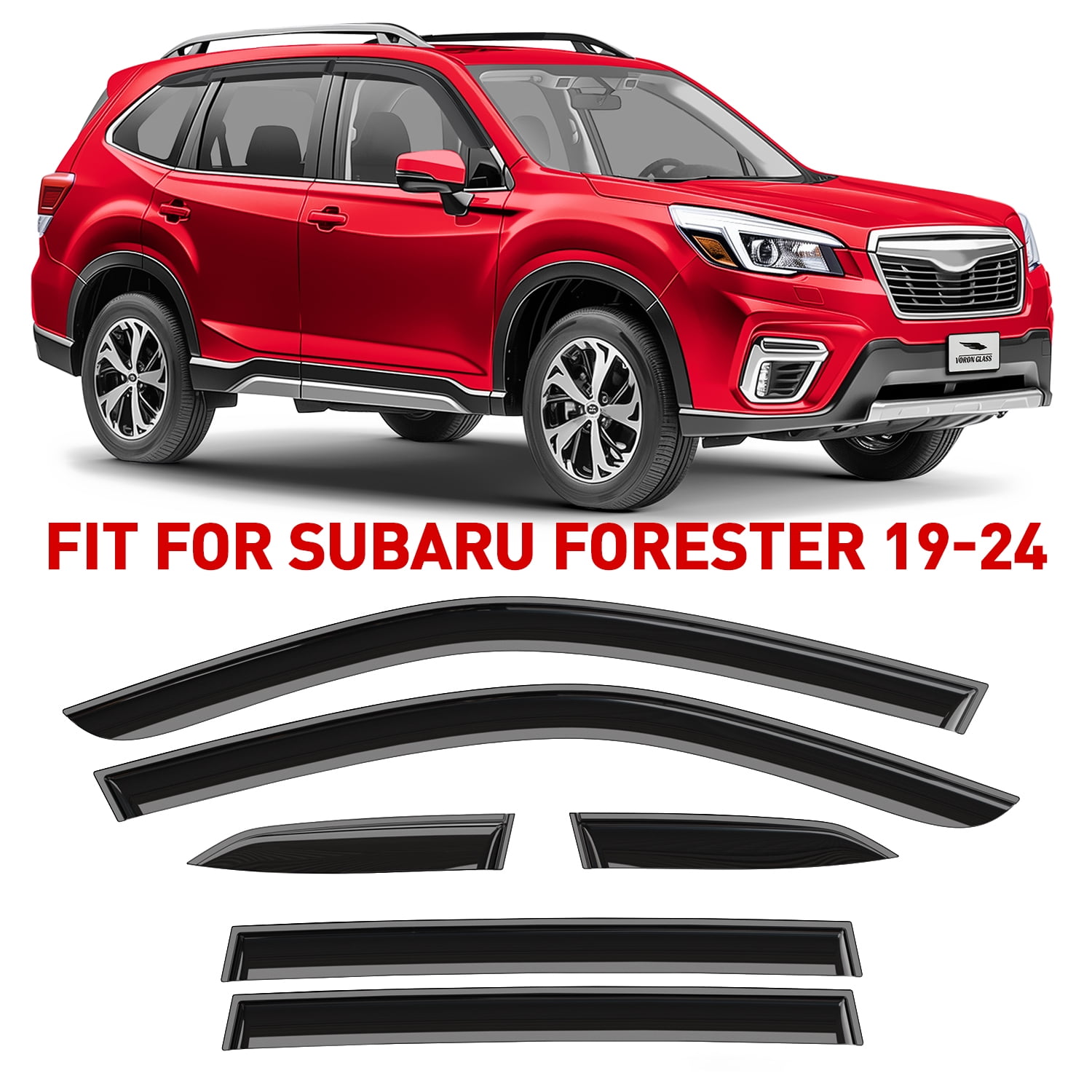 Voron Glass Tape-on Extra Durable Rain Guards for Subaru Forester 2019-2024 (Limited, Touring), Window Deflectors, Vent Window Visors, 6 Pieces - 100855