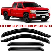 Voron Glass Tape-on Extra Durable Rain Guards for Trucks Chevrolet Chevy Silverado/GMC Sierra 2007-2013 Crew Cab, Window Deflectors, Vent Window Visors, 4 Pieces - 120003