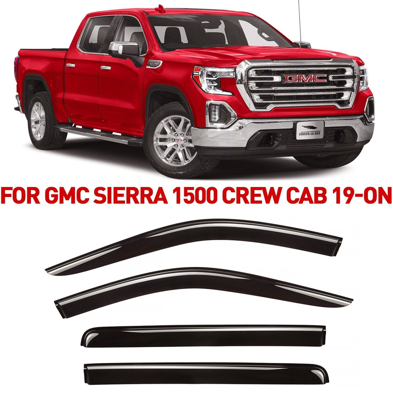 Voron Glass Tapeon Extra Durable Rain Guards for Trucks GMC Sierra 1500 20192023 Crew Cab