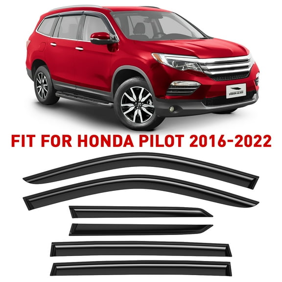 Voron Glass Tape-on Extra Durable Rain Guards for Honda Pilot 2016-2022, Window Deflectors, Vent Window Visors, 6 Pieces - 100488