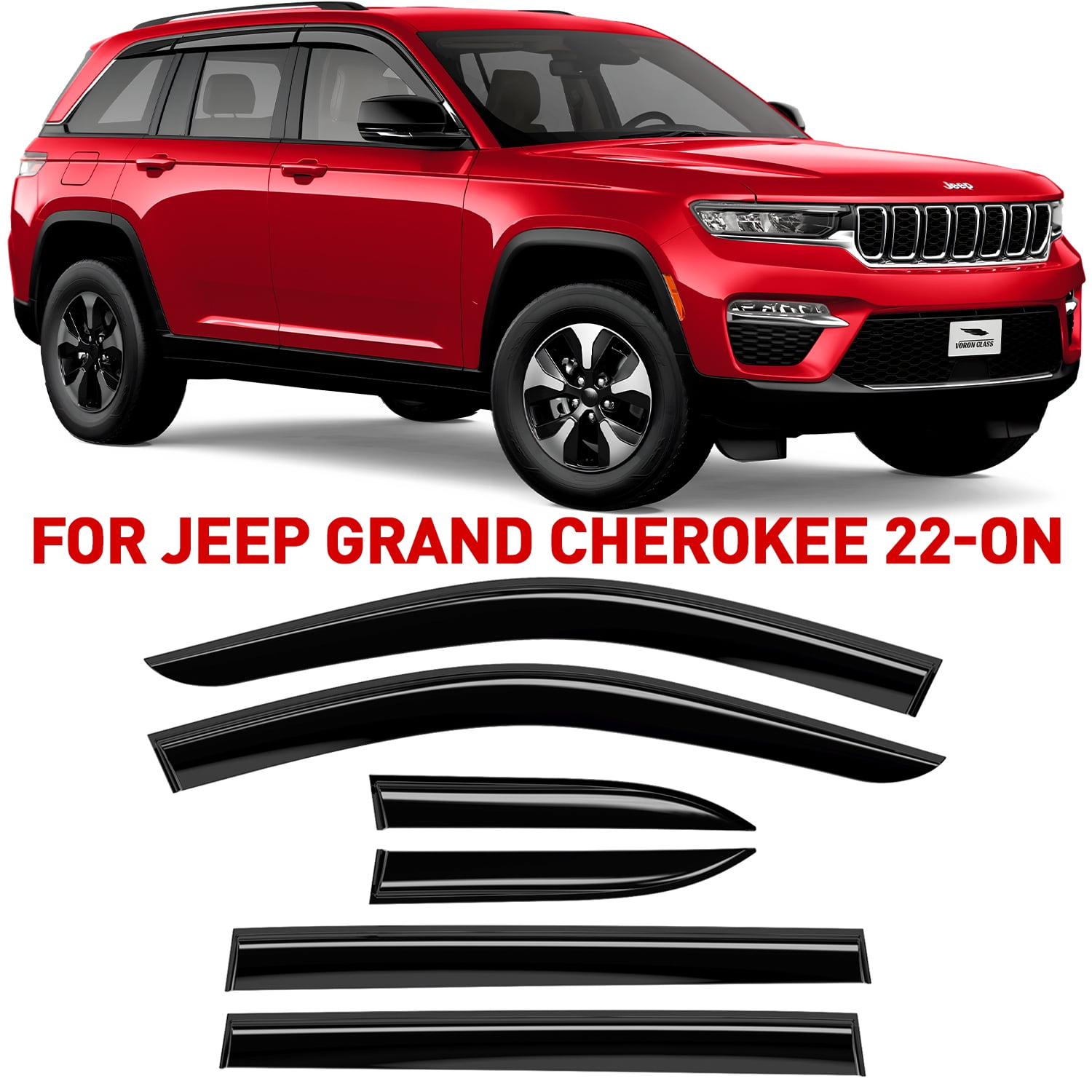 Voron Glass Tapeon Extra Durable Rain Guards for Jeep Grand Cherokee