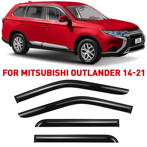 Voron Glass Tape-on Extra Durable Rain Guards for Mitsubishi Outlander 2014-2021, Window Deflectors, Vent Window Visors, 4 Pieces - 120045