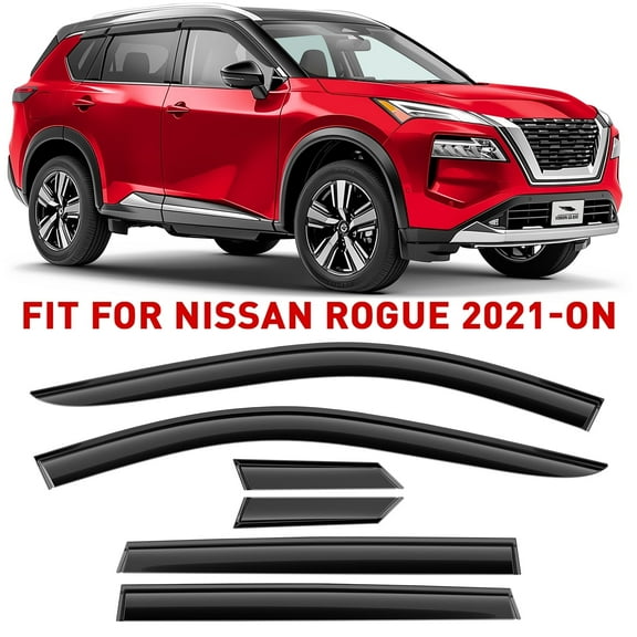 Voron Glass Tape-on Extra Durable Rain Guards for Nissan Rogue 2021-2026, Window Deflectors, Vent Window Visors, 6 Pieces - 100444