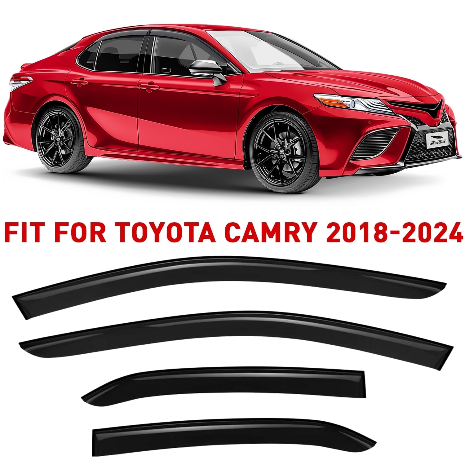Voron Glass Tape-on Extra Durable Rain Guards for Toyota Camry 2018-2024, Window Deflectors, Vent Window Visors, 4 Pieces - 120138
