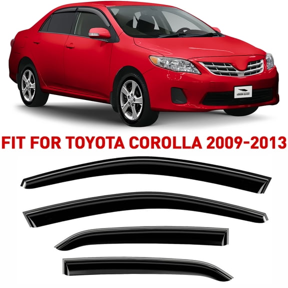 Voron Glass Tape-on Extra Durable Rain Guards for Toyota Corolla 2009-2013, Window Deflectors, Vent Window Visors, 4 Pieces - 120053