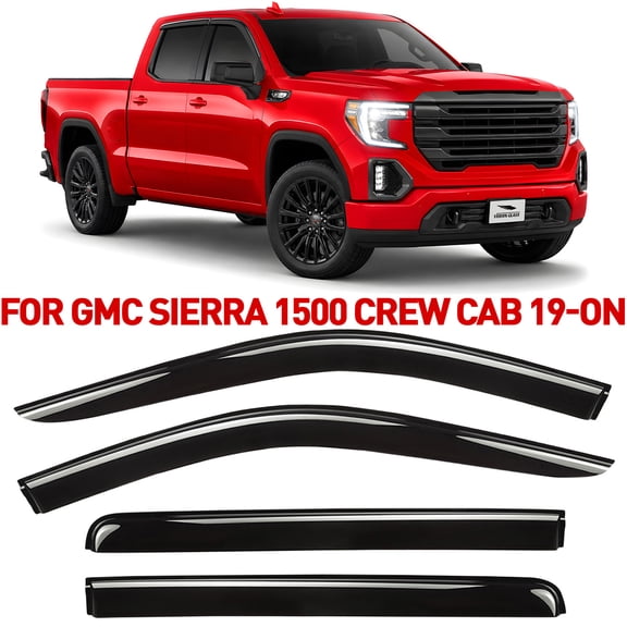 Voron Glass Tape-on Extra Durable Rain Guards for Trucks GMC Sierra 2019-2027 Crew Cab, Window Deflectors, Vent Window Visors, 4 Pieces - 100509