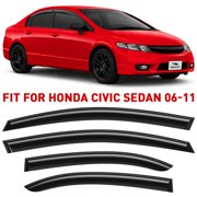 Voron Glass Tape-on Rain Guards for Honda Civic 2006-2011 Sedan, Window Deflectors, Vent Window Visors, 4 Pieces - 100292
