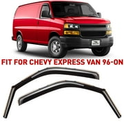 Voron Glass In-Channel Extra Durable Rain Guards for Chevrolet Chevy Express Van 1996-2026/GMC Savana 1996-2026, Window Deflectors, Vent Window Visors, 2 Pieces - 210217
