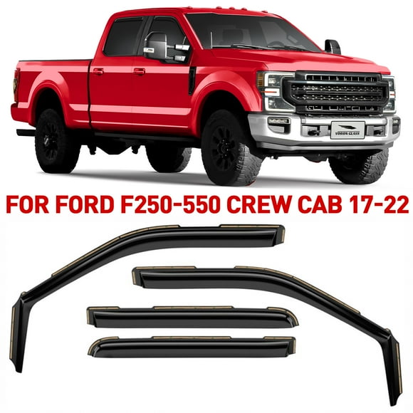Voron Glass in-Channel Extra Durable Rain Guards for Ford F250 to F550 Super Duty 2017-2022 Crew Cab, Window Deflectors, Vent Window Visors, 4 Pieces - 200289