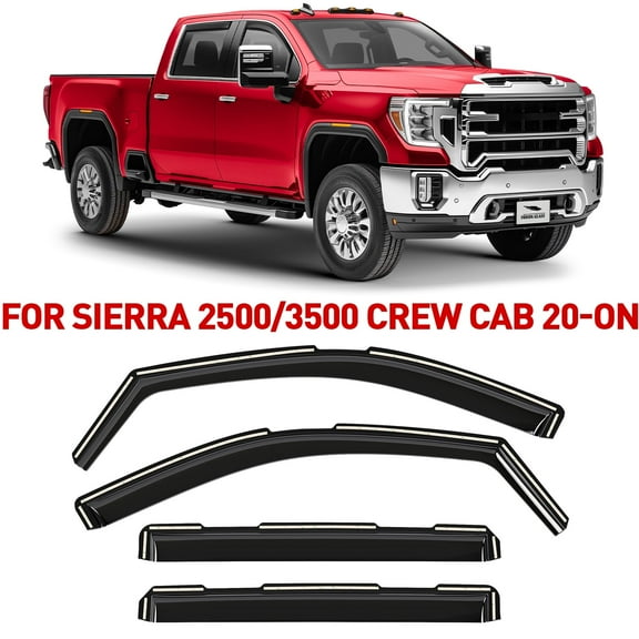 Voron Glass in-Channel Extra Durable Rain Guards for GMC Sierra 2500HD/3500HD 2020-2026 Crew Cab, Window Deflectors, Vent Window Visors, 4 Pieces - 200472