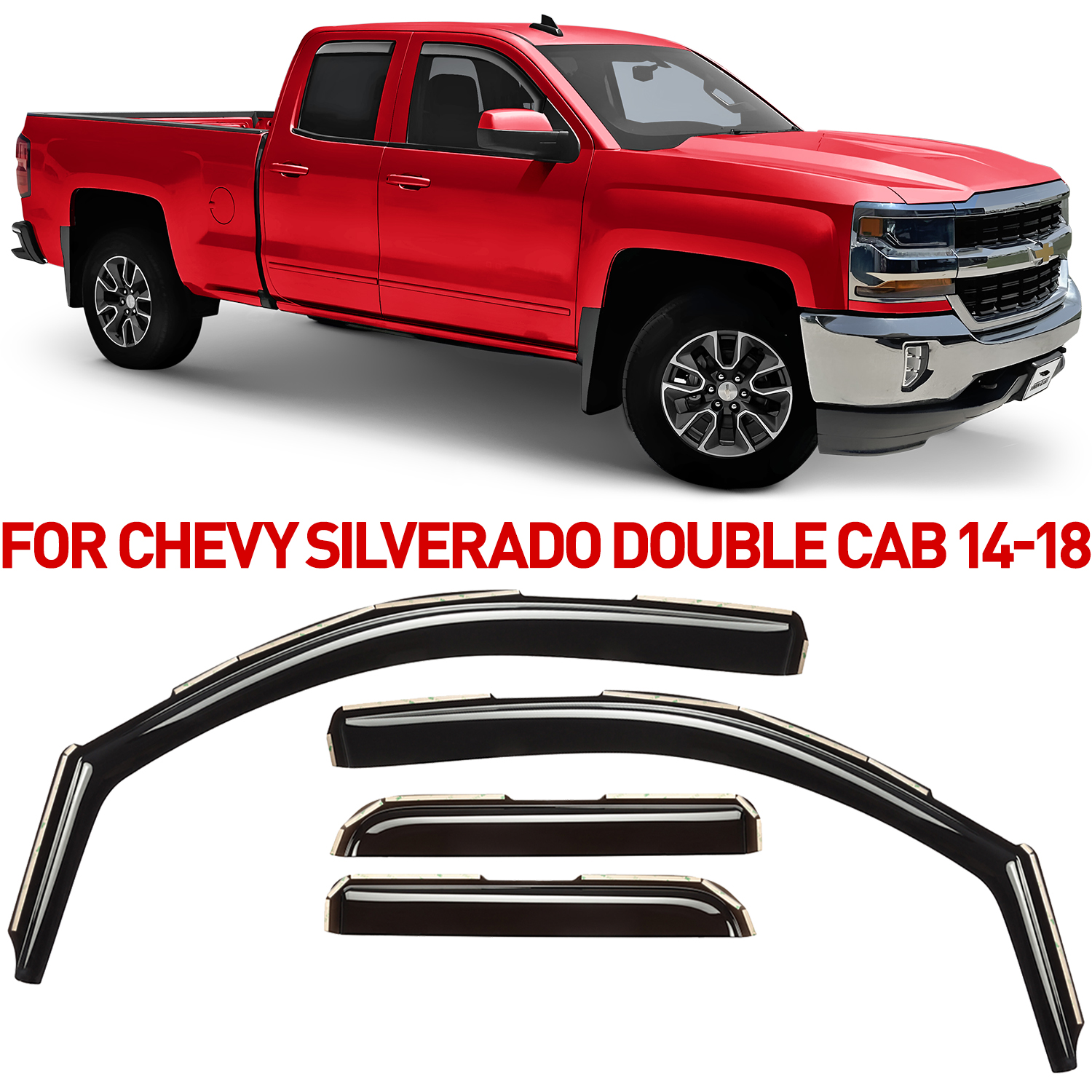 Voron Glass inChannel Extra Durable Rain Guards for Trucks Chevrolet (Chevy) Silverado/GMC