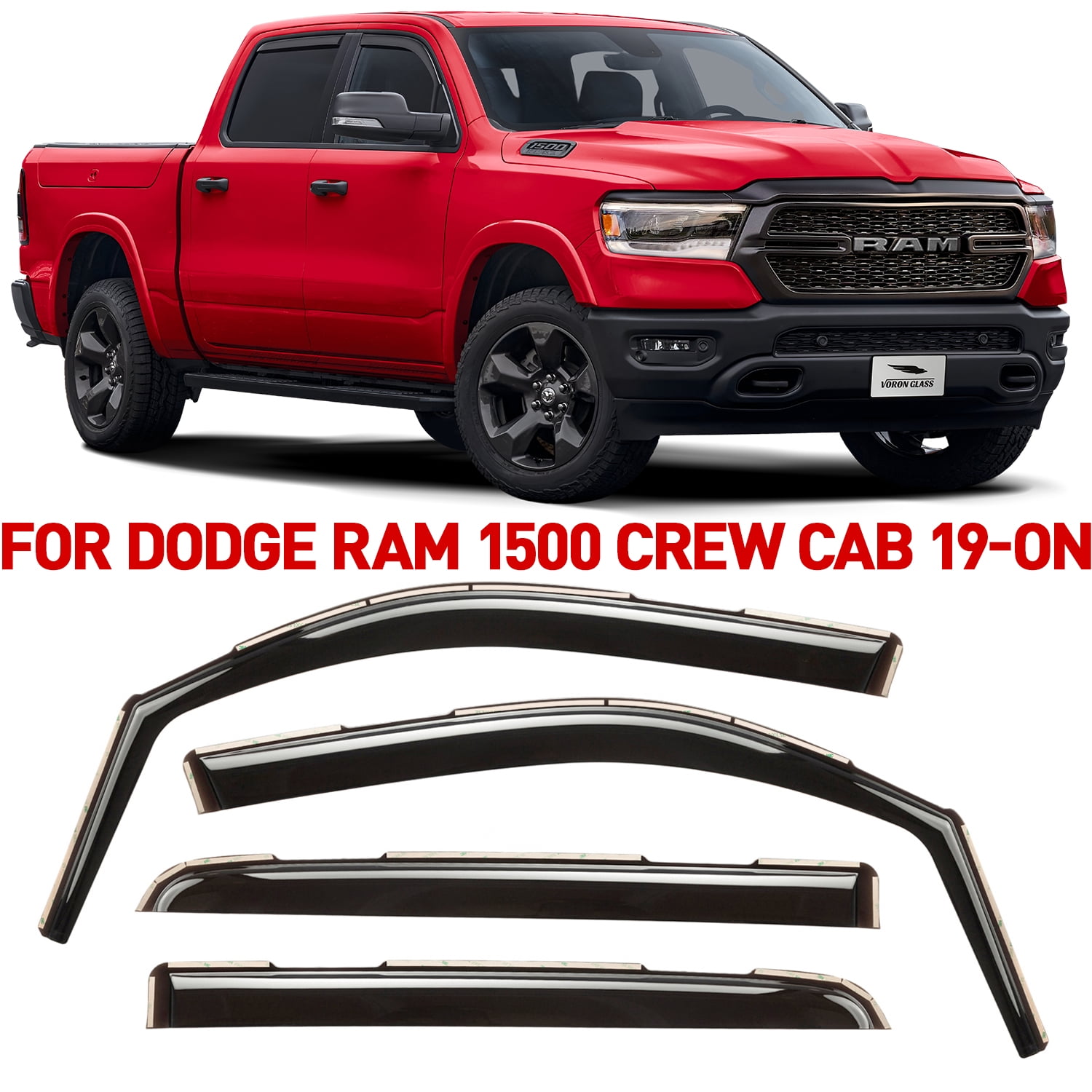 Voron Glass inChannel Extra Durable Rain Guards for Trucks Dodge RAM 1500 20192024 Crew Cab