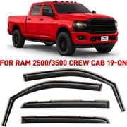 Voron Glass In-Channel Extra Durable Rain Guards for Trucks Dodge RAM 2500 3500 2019-2027 Crew Cab, Window Deflectors, Vent Window Visors, 4 Pieces - 220010v