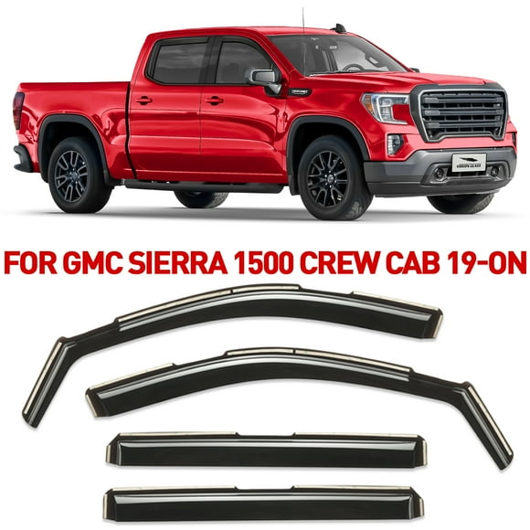 Voron Glass In-Channel Extra Durable Rain Guards for Trucks GMC Sierra 1500 2019-2025 Crew Cab, Window Deflectors, Vent Window Visors, 4 Pieces - 220089v