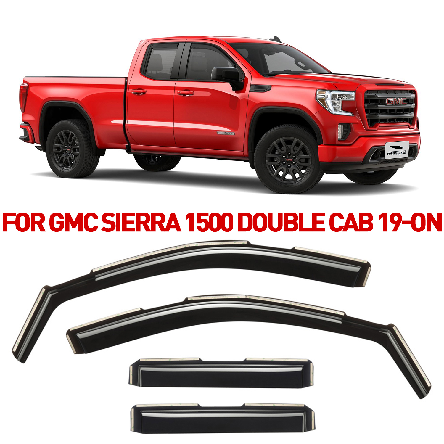 Voron Glass inChannel Extra Durable Rain Guards for Trucks GMC Sierra 1500 20192024 Double Cab