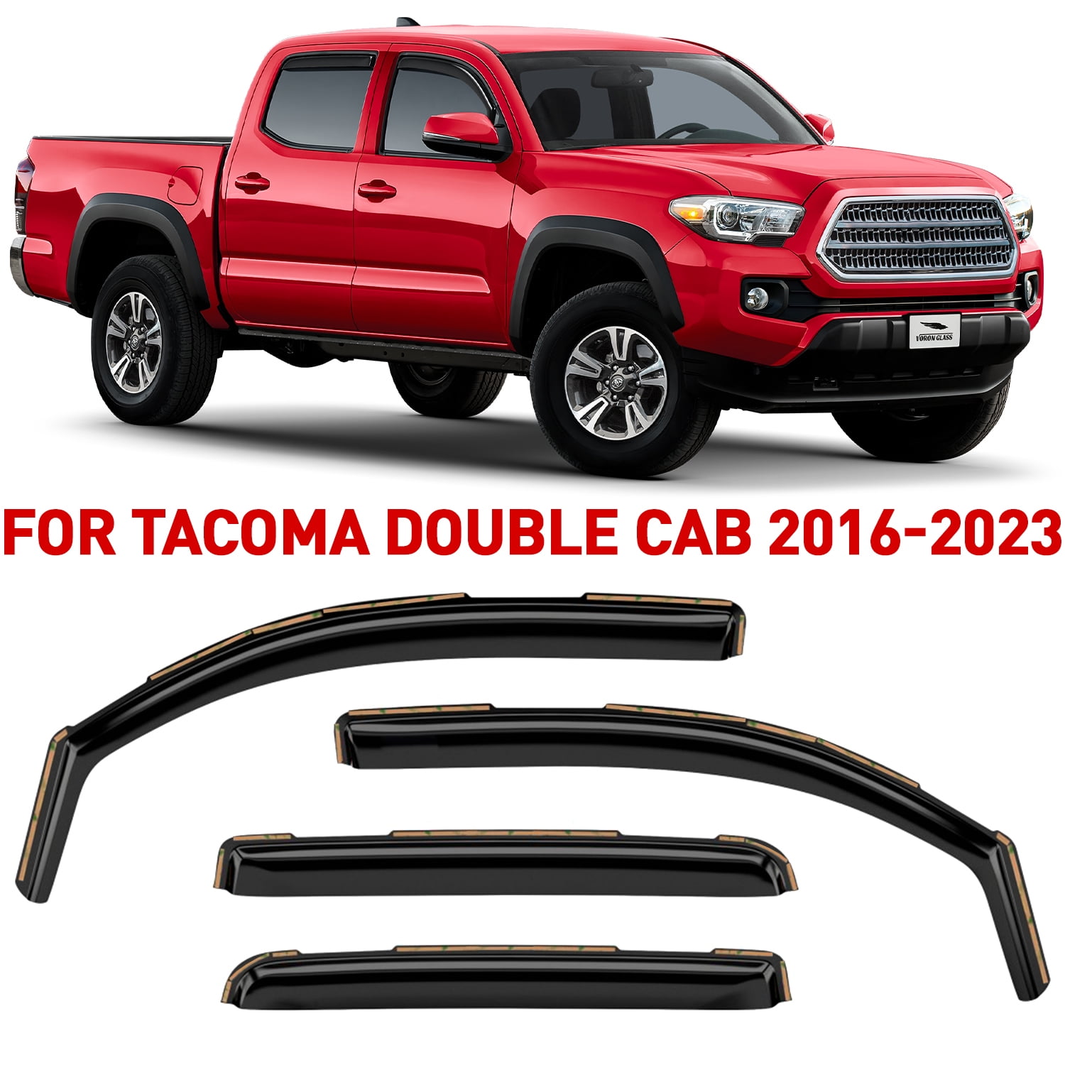 Voron Glass inChannel Extra Durable Rain Guards for Trucks Toyota 20162023 Double Cab