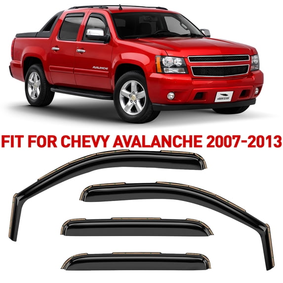 Voron Glass in-Channel Extra Durable Rain Guards for Chevrolet (Chevy) Avalanche 2007-2013, Window Deflectors, Vent Window Visors, 4 Pieces - 200266