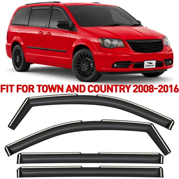 Voron Glass in-Channel Extra Durable Rain Guards for Chrysler Town and Country 2008-2016, Window Deflectors, Vent Window Visors, 4 Pieces - 200909