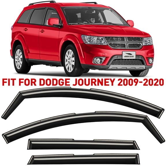 Voron Glass in-Channel Extra Durable Rain Guards for Dodge Journey 2009-2020, Window Deflectors, Vent Window Visors, 4 Pieces - 200480