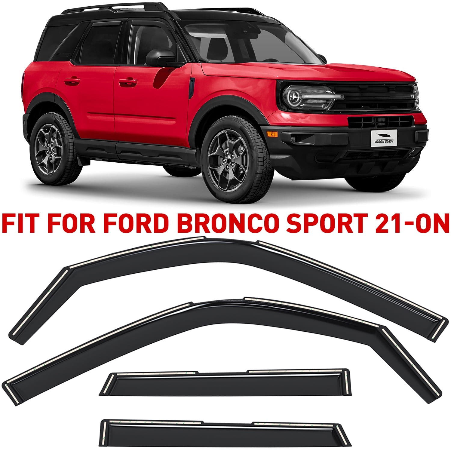 Voron Glass In-Channel Extra Durable Rain Guards for Ford Bronco Sport 2021-2026, Window Deflectors, Vent Window Visors, 4 Pieces - 200488