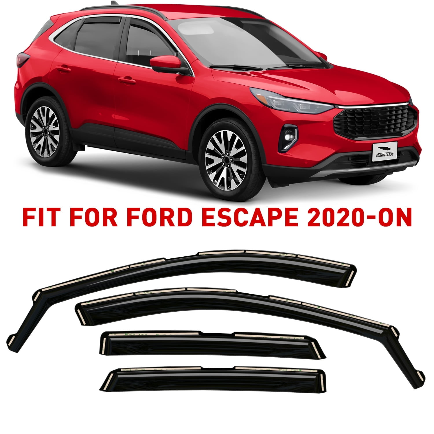 Voron Glass In-Channel Extra Durable Rain Guards for Ford Escape 2020-2026, Window Deflectors, Vent Window Visors, 4 Pieces - 200439