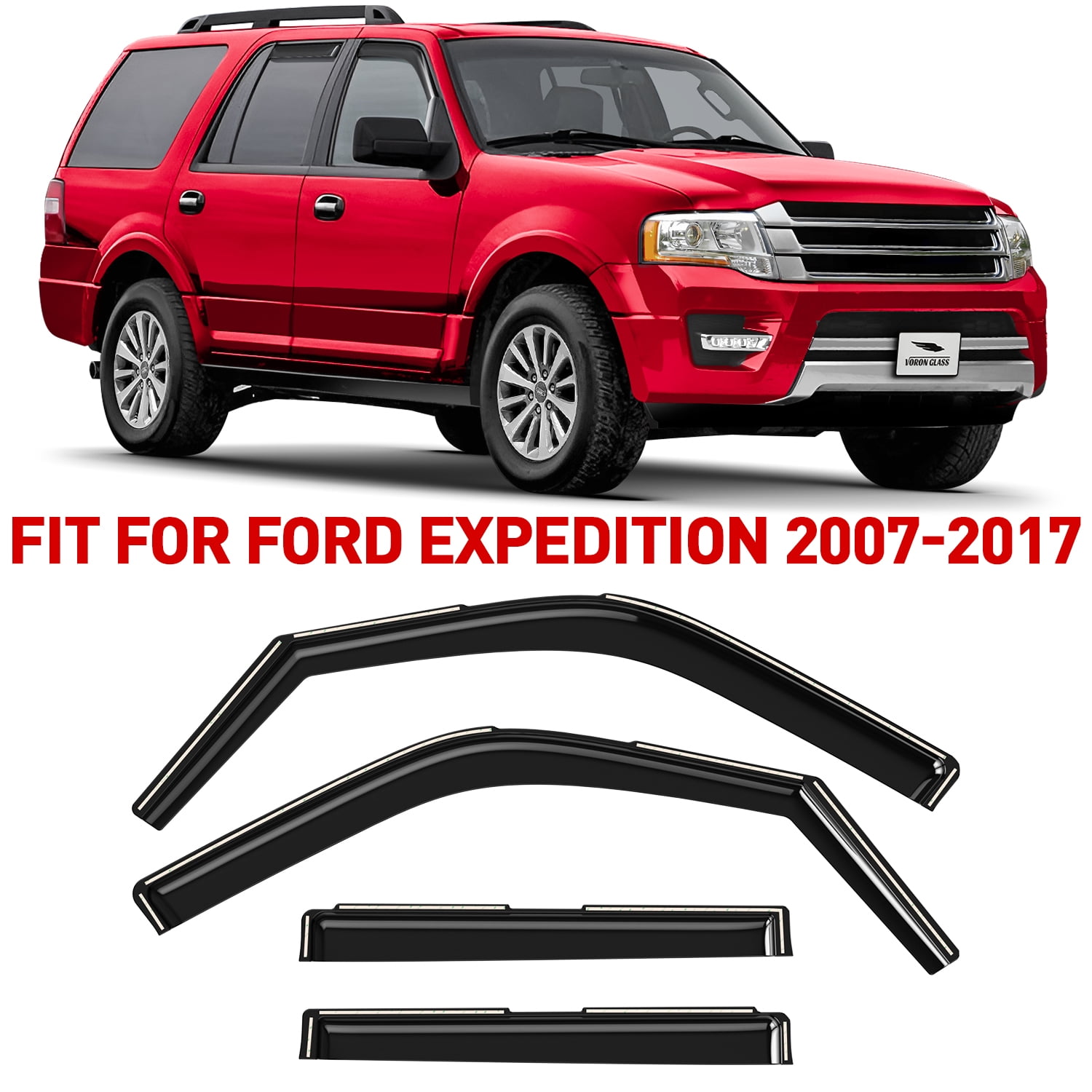 Voron Glass Extra Durable Rain Guards for Ford Expedition 20072017/Lincoln Navigator 20072017, Window Deflectors, Vent Window Visors, 4 Pieces - 200530