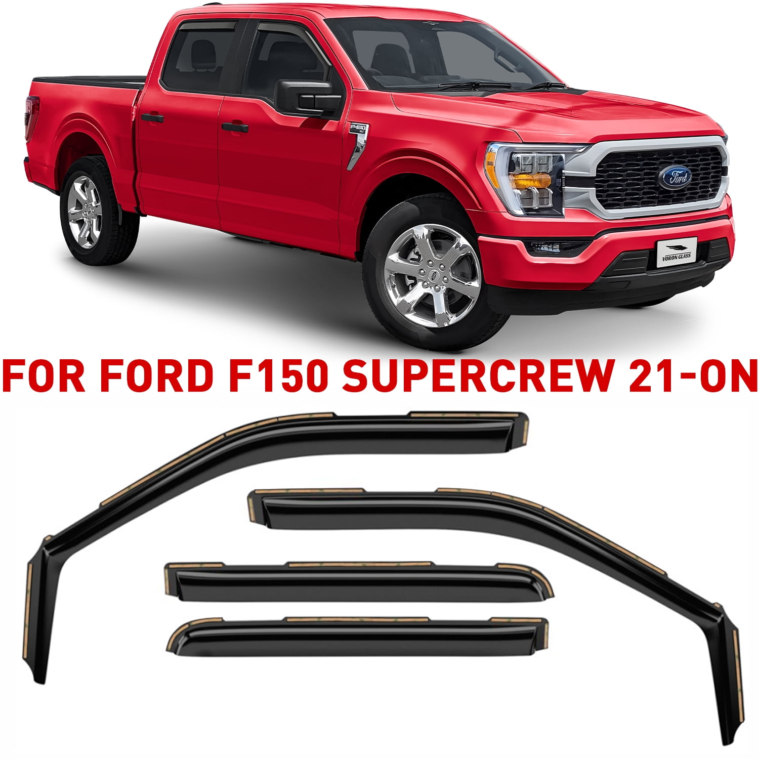 Voron Glass inChannel Extra Durable Rain Guards for Ford F150 2021