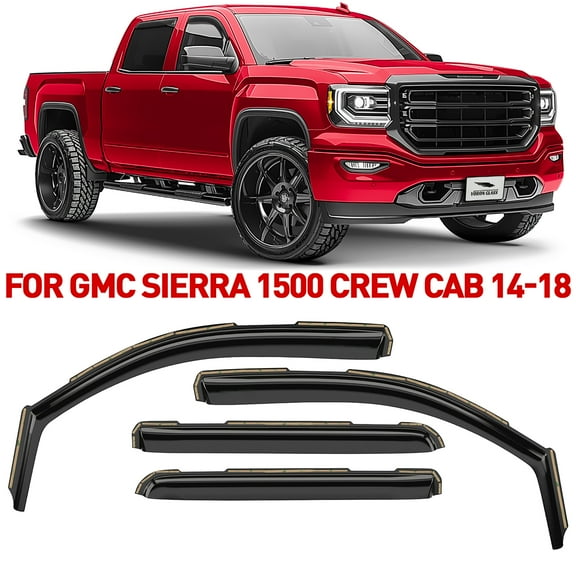 Voron Glass in-Channel Extra Durable Rain Guards for GMC Sierra 2014-2018 Crew Cab, Window Deflectors, Vent Window Visors, 4 Pieces - 200906