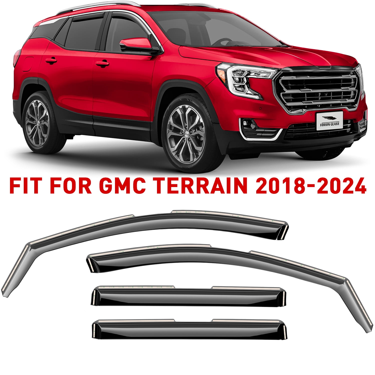 Voron Glass in-Channel Extra Durable Rain Guards for GMC Terrain 2018-2024, Window Deflectors, Vent Window Visors, 4 Pieces - 200255