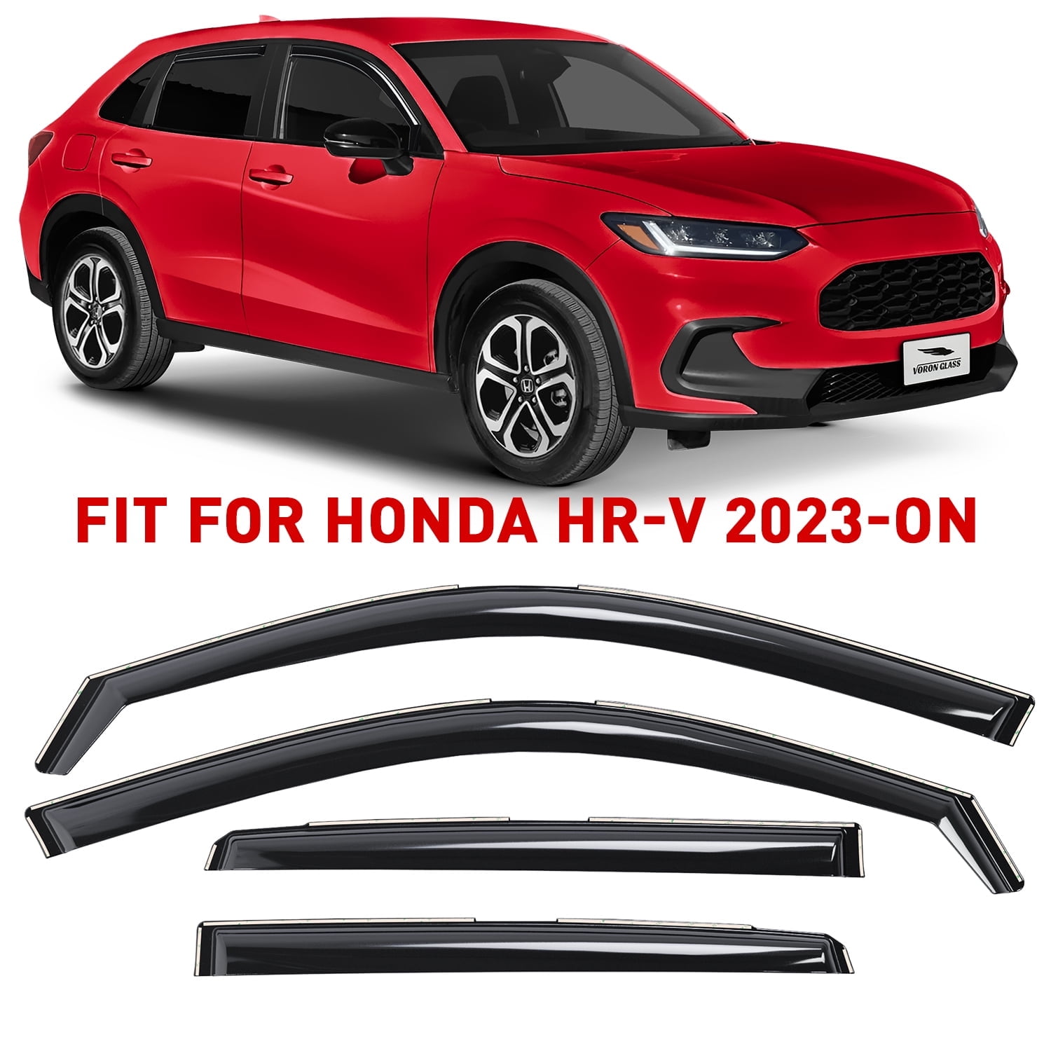 Voron Glass in-Channel Extra Durable Rain Guards for Honda HR-V 2023-2026, Window Deflectors, Vent Window Visors, 4 Pieces - 200585