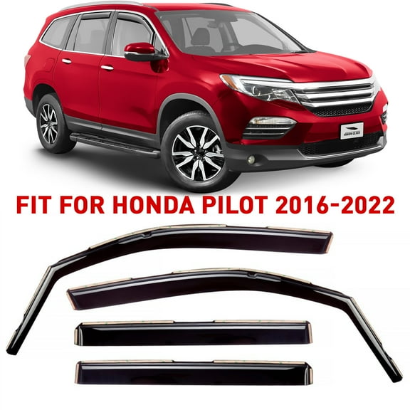 Voron Glass in-Channel Extra Durable Rain Guards for Honda Pilot 2016-2022, Window Deflectors,Vent Window Visors, 4 Pieces - 200666