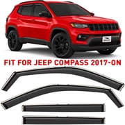 Voron Glass In-Channel Extra Durable Rain Guards for Jeep Compass 2017-2027, Window Deflectors, Vent Window Visors, 4 Pieces - 200669