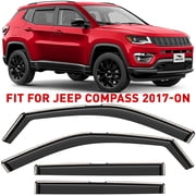 Voron Glass In-Channel Extra Durable Rain Guards for Jeep Compass 2017-2026, Window Deflectors, Vent Window Visors, 4 Pieces - 200669
